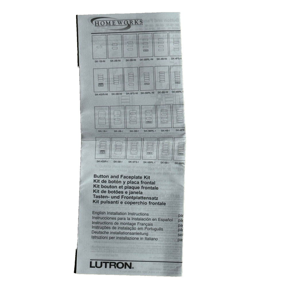 Lutron Homeworks SK-7B-I-BE-E Faceplate Button Kit New In Box - Picture 3 of 9